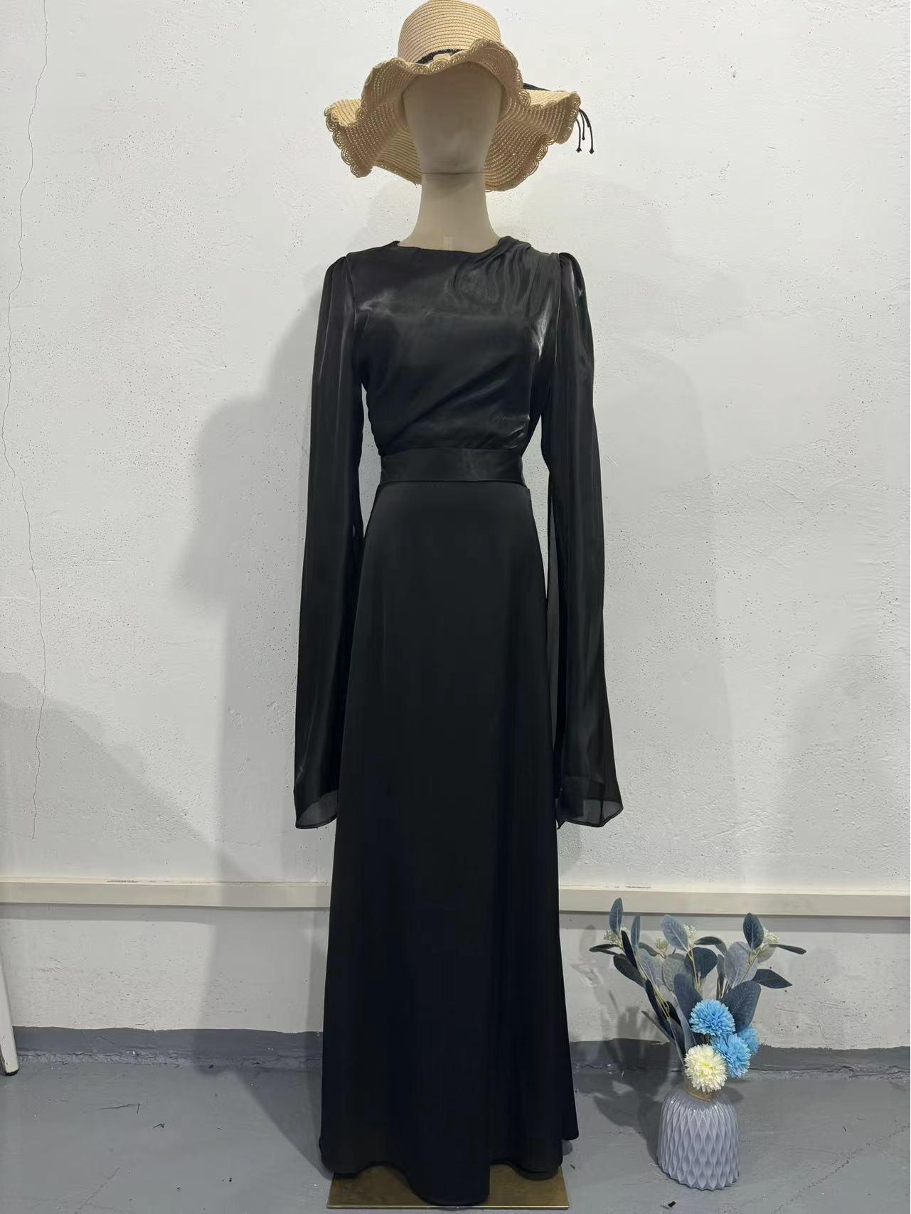 

Летнее платье 2024 года из лоскутного тюля и атласа с широкими рукавами Extra Large