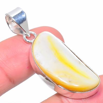 Natürlicher Gelber Onyx Edelstein Handgefertigt 925 Sterling Silber Anhänger 1.89" O5R48