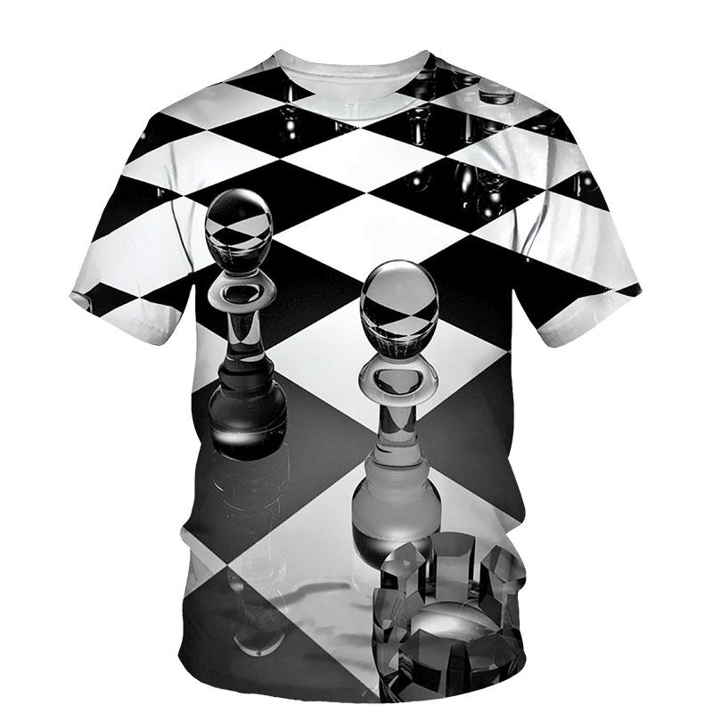 Trend 3D Printed Chess Graphic T Shirts For Men Short Sleeve Casual Tee Tops Streetwear Full Print Men Tshirt Designer Clothes Men