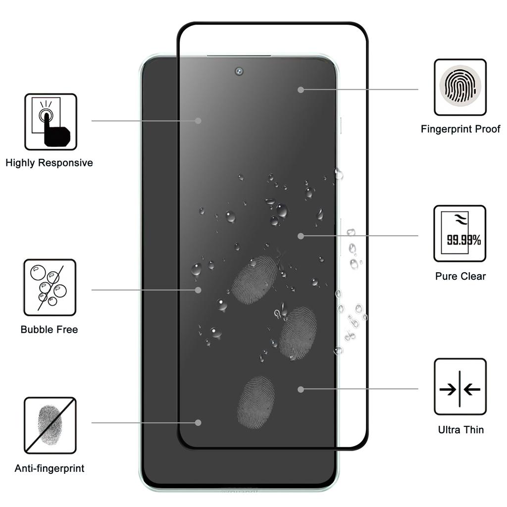 For OnePlus Nord 3 5G Superklar Mobiltelefonskjermbeskytter Svart Kant Full Lim AGC Glass Skjermdekkende Film