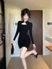 Autumn French Retro Long Sleeve Chinese Socialite Qipao Dress for Women