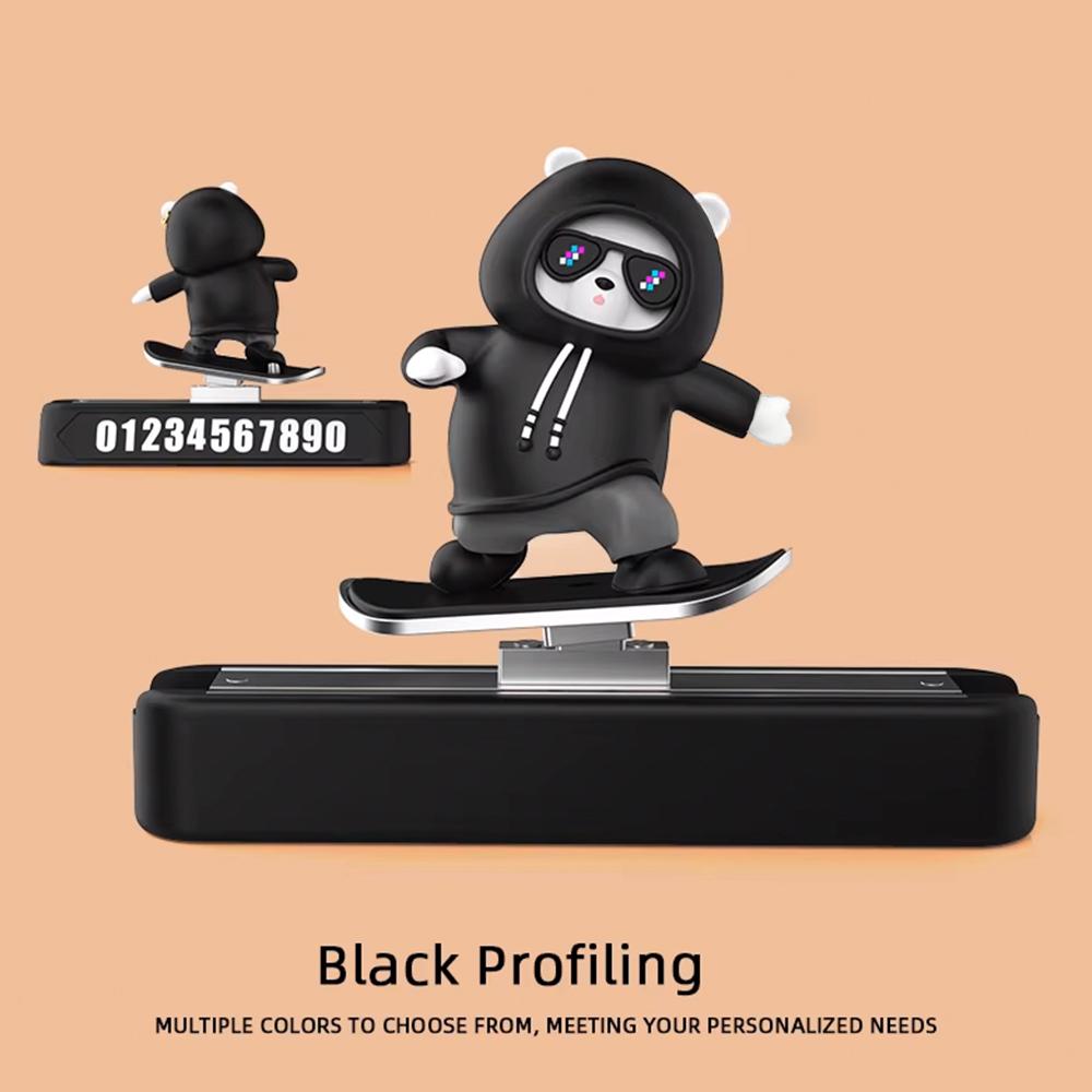 Novas Decorações para Painel de Carro Urso de Skate Placa de Estacionamento Magnética Carro Desenho Animado Criativo Acessórios de Interior