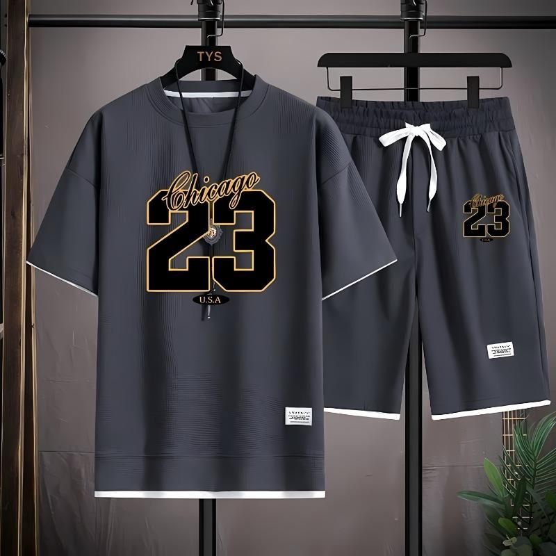 2025 Summer Men's Set Street Fashion Casual Short Sleeve 2-piece Set 3D Digital Printed Sportswear