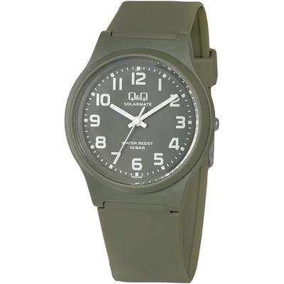 Q&Q Analog Solar Waterproof Watch with Urethane Strap E08A-503VK Men's Khaki