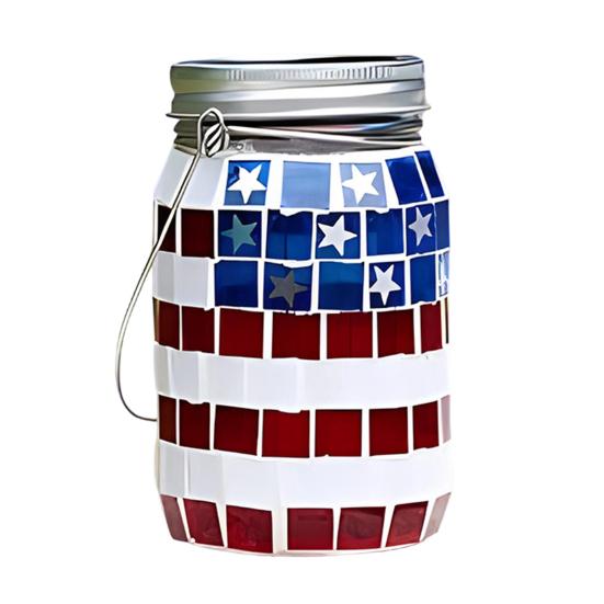 1/2Pcs Solar Garden Light, Outdoor Waterproof Solar-Powered Hanging Lantern with American Flag Design for Independence Day Holiday Decoration