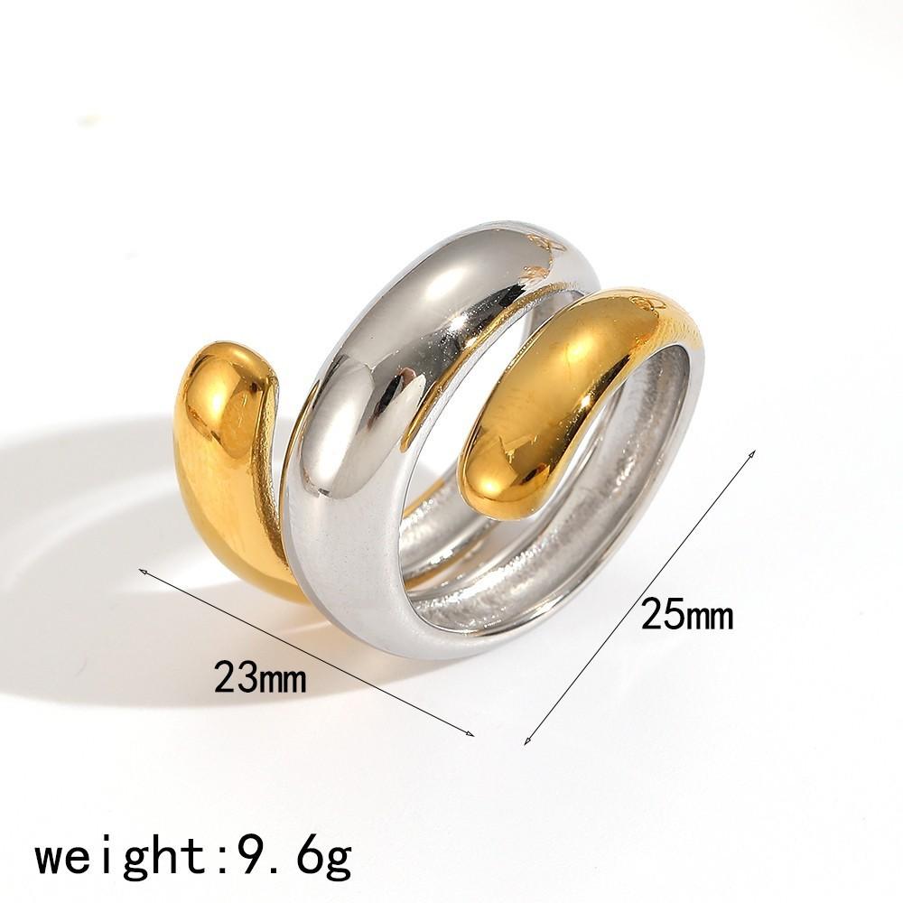 Stainless Steel Geometric Ring Collection With True Gold Finish For Trendy Ladies