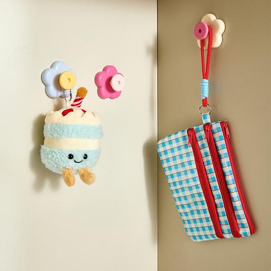 Flower Shape Suction Cup Hook, No-Drill Plastic Cabinet Handles, Rotatable Knob Adjustable Buckle for Kitchen Bathroom