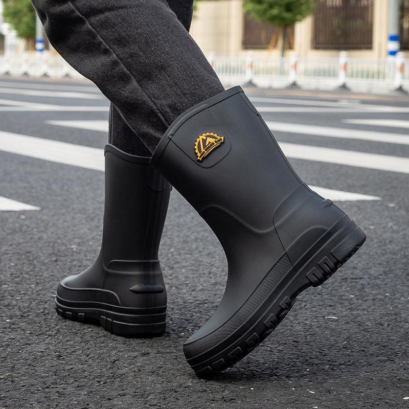 High Tube Rain Shoes for Men  High Tube Rain 2025 Boots  Autumn and Winter Cotton Car Wash Work Rubber Shoes
