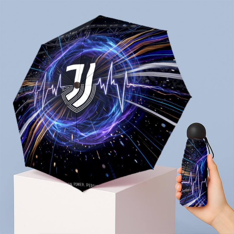 Juventus FC Pattern Printed Mini 5 Folds 8 Ribs Compact Umbrella Windproof Waterproof Lightweight Portable Folding