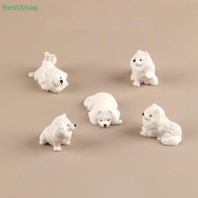 5Pcs Mini Samoyed Cute Puppy Resin Desk Decoration Miniatures Home Decor DIY Accessories