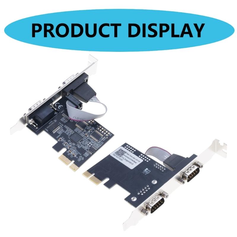 Double Port PCIExpress Serial Adapter Card RS232 COM Port Compatibles Multiple Operating Systems