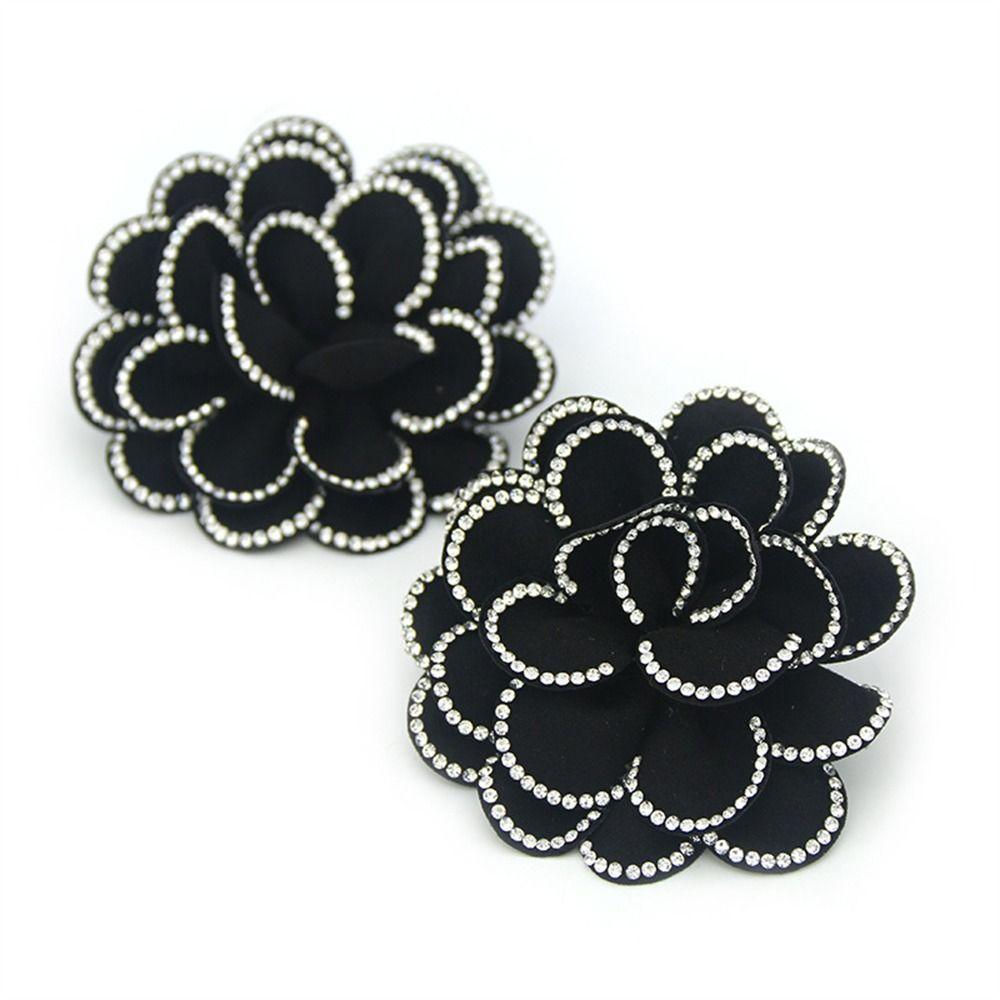 2PCS Removable Rhinestones Shoe Clips Fabric Art Flower Shoe Charm Buckle Bride Shoes Decoration High Heel Versatile