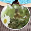 Cute Squirrel Round Beach Towel with Tassels Microfiber Beach Blanket Absorbent Sandproof Circle Bath Towel Meditation Yoga Mat