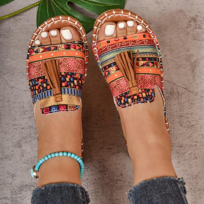 

Новые новые богемные шлепанцы на плоской подошве с кисточками для женщин носить известные женские туфли большого размера 36 оранжевый