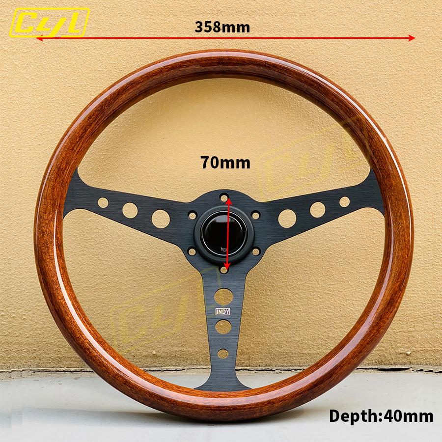 Volante JDM Universale 14 pollici 358mm INDY Stile Legno Volante Sportivo Classico Vintage