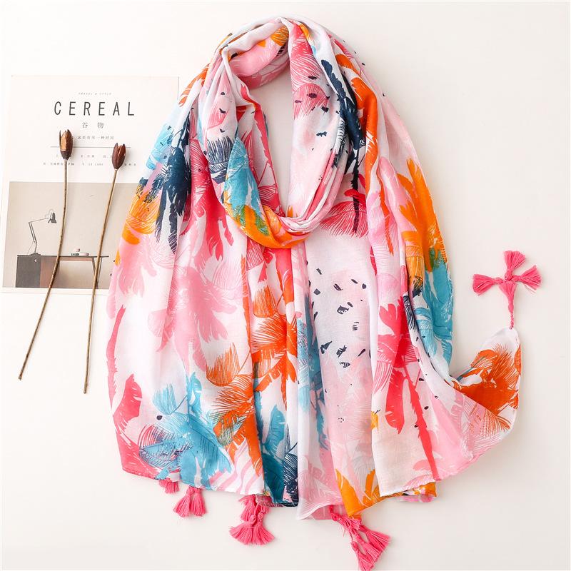 Women Luxury Brand Viscose Scarf Sexy Leopard Floral Tassel Shawl Autumn Winter Wrap Pashminas Stole Muslim Hijab Sjaal 180*90Cm
