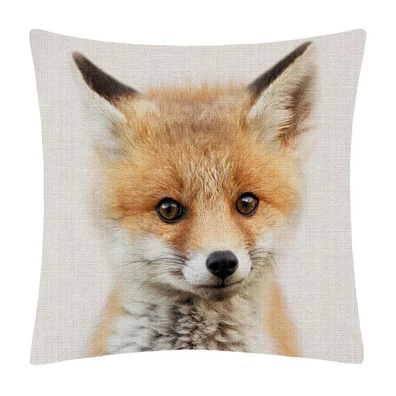 Bunny Donkey Fox Deer Hedgehog Bear Cock Duck Hippo Animals Posters Cushion Cover Decorative Pillows For Sofa Home Decor