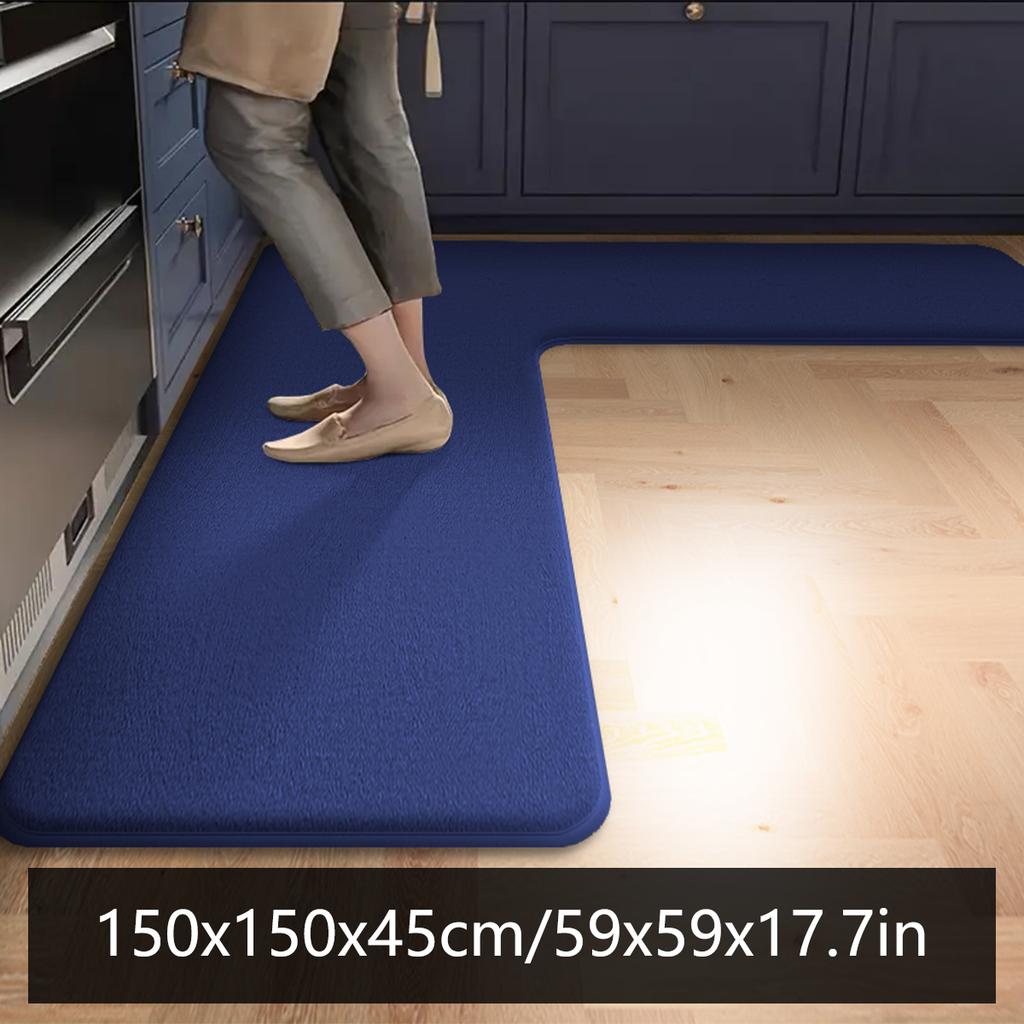 Solid Color Kitchen Corner Carpet Absorbent Floor Mat Simple L-shaped Non-slip Floor Mat Bathroom Door Mat Bathroom Foot Mat