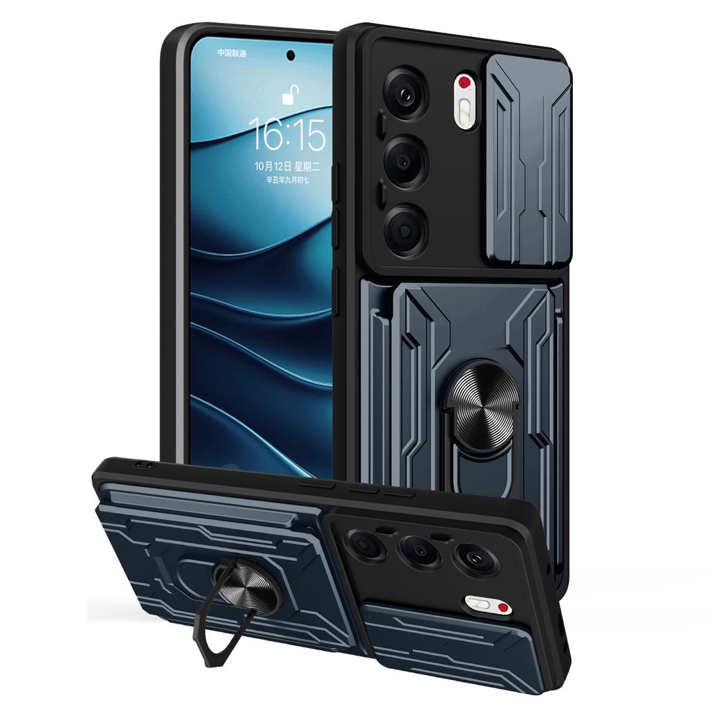 For TECNO Camon 40 Pro 5G Case PC+TPU Kickstand Phone Back Cover with Camera Slider