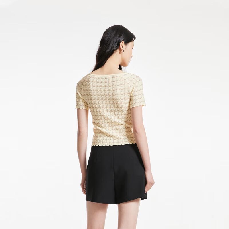 Veromoda Women's Slim Fit U-Neck Knit Short Sleeve Top