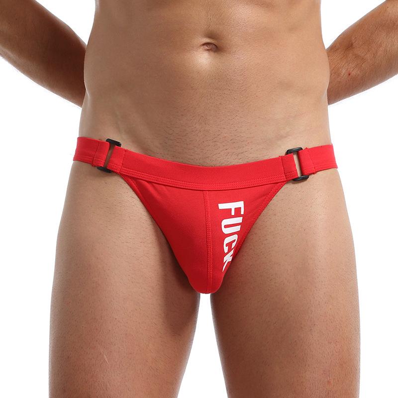 Men's Low Rise Sexy Thong Underwear Solid Color Lettered T-back Butt Lifting Temptation Double Thongs Panties for Men