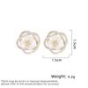 Damen Leichter Luxus Design Elegante Eingelegte Zirkon Hohle Kamelien Ohrringe Modische Und Vielseitige Nischen Design Ohrringe