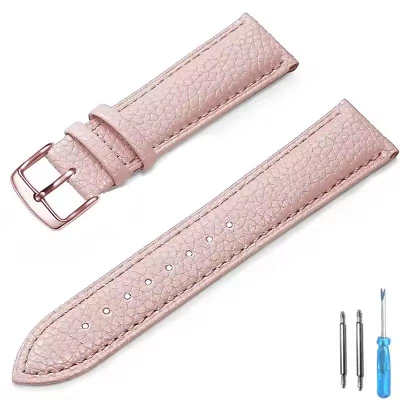 Litchi Pattern Soft Leather Watch Band Bracelet 12mm 14mm 16mm 18mm 20mm 22mm Replacement Wrist Straps Watchbands