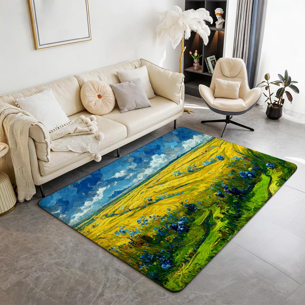 Pretty Famous V Van Gogh Art Floor Mat Eco  Flannel Doormat Non Slip Odorless Indoor Floor Rug Soft Short Plush Home Mat