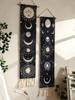 1pc Boho Celestial Wall Hanging Tapestry, Moon Phase Black and White Banner with Tassel, Witchy Bedroom Home Wall Art Decoration