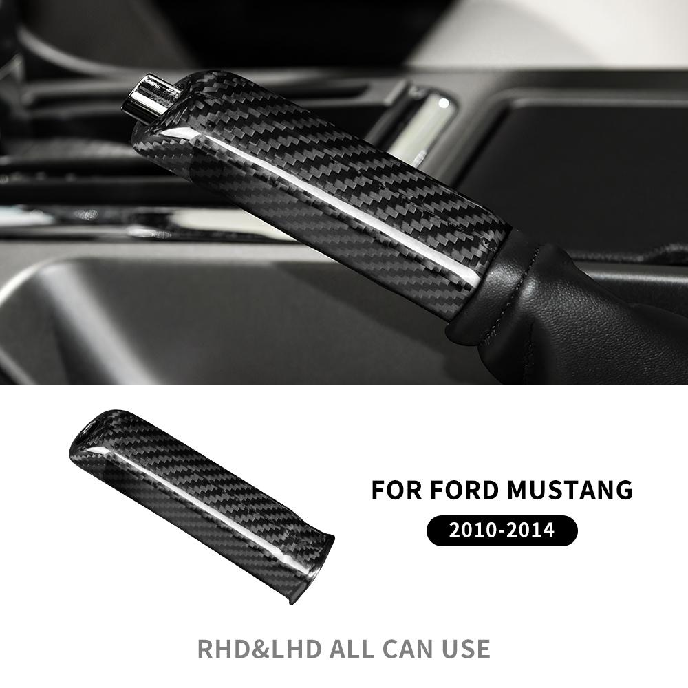 Real Hard Carbon Fiber Cover For Mustang 2010 2011 2012 2013 2014 Replace Handbrake Grip Handle Interior Trim Accessories