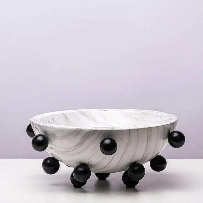 Modern Desktop Decoration Artificial Vase, Creative Abstract Marble Pattern Resin Ball Vase, Living Room Flower Arrangement