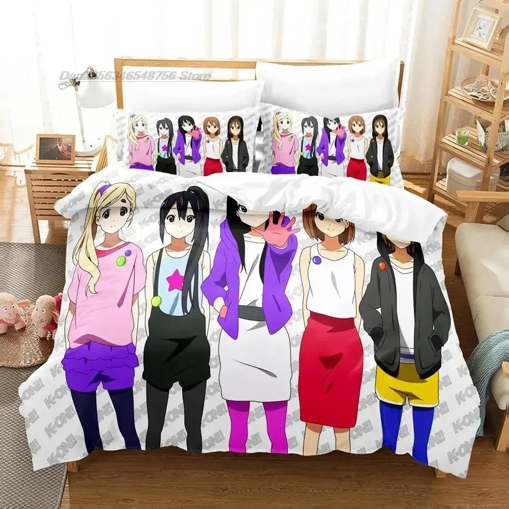 Kawaii K-ON! Bettwäsche-Set Einzelbett Twin Full Queen King Size Bettset Erwachsener Kind Schlafzimmer Bettbezug-Sets 3D-Druck Anime Bettlaken-Set