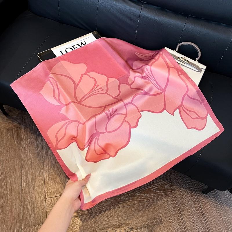 New silk scarf women's fashion versatile high-end small square scarf Korean version neck protection scarf spring and autumn retro scarf binding bag