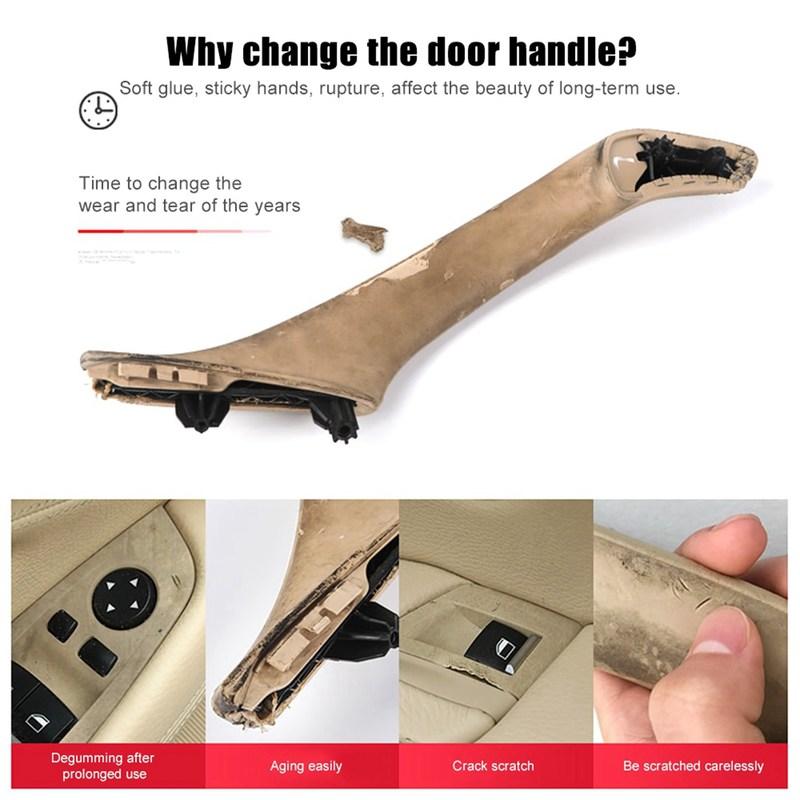2 Set RHD Car Interior Door Handle Inner Door Panel Pull Trim Cover For -Bmw 5 Serie F10 F11 520 525 Red-Brown