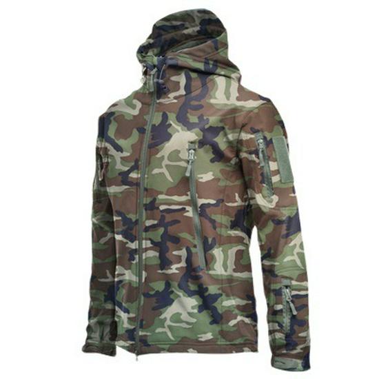 Men's Tactical Waterproof Camouflage Softshell Jacket - Warm Fleece Windbreaker for Outdoor Workwear