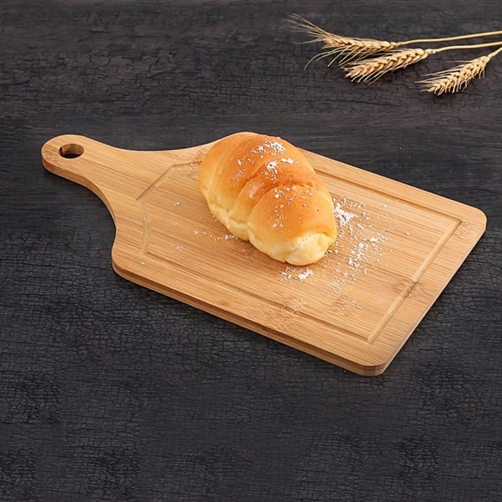 Bamboo Cutting Board with Handle Pizza Board Round Rectangular Wooden Tray Pizza for Baking Bread Vegetables Cheese Kitchen Tool