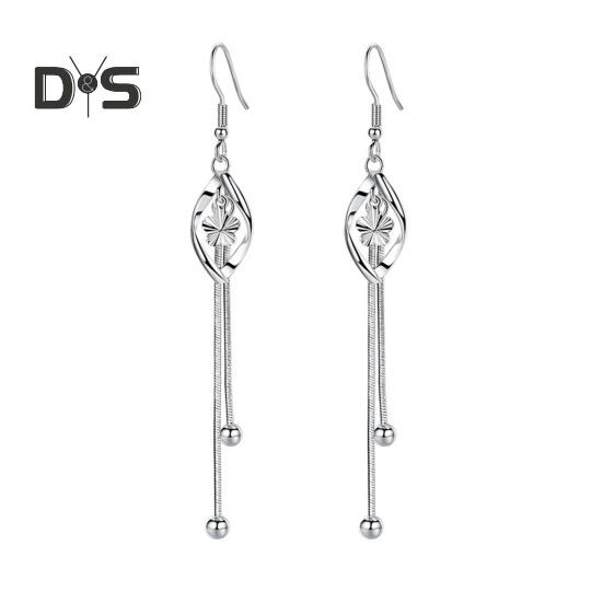 1 Pair Women Hanging Earrings Long Tassel Exaggerated Hollow Out Flower Lightweight Anti-slip Ear Jewelry Lady Prom Cocktail Party Dating Dangle