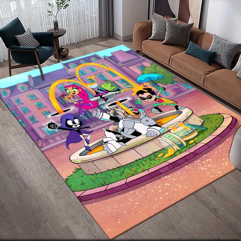 Teen Titans Vai! Tappeto Quadrato con Poster di Personaggio, Tappetino Antiscivolo per Casa Ufficio, Regalo Perfetto per i Fan.chl