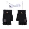 USB Electric Heated Convertible Gloves Winter Half Finger Mittens Stretchy Half Finger Gloves with Top Cover for Men