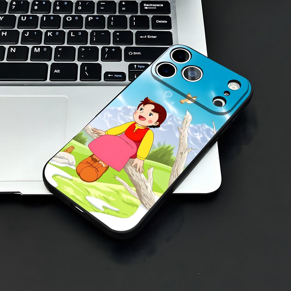 Heidi Cartoon Phone Case For IPhone 17 Air 16 E Pro Max 15 14 13 Mini 12 Pro 11 Max Plus Black Soft Shell