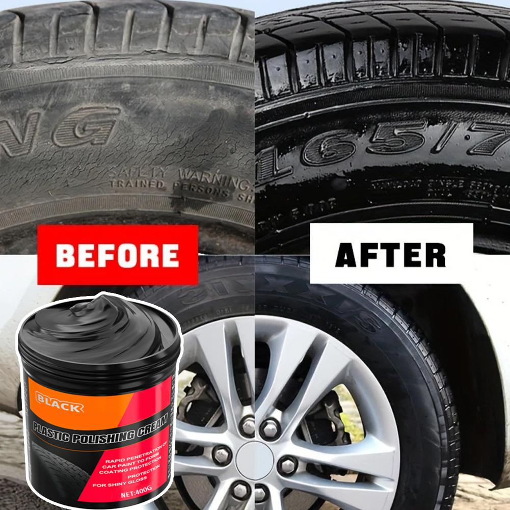 Pâte de Réparation Plastique & Caoutchouc 150g - Polish Cristal Noir pour Rayures de Voiture, Brillant Pneus & Rénovation Intérieure, Anti-Âge & Décoloration Ré