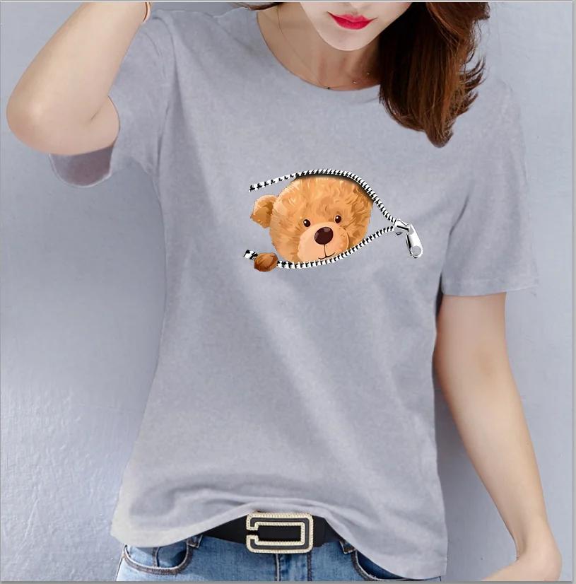 Bear Graphic Print Tshirt Teddy Bear Short Sleeve Crew Neck Casual Top  Womens Clothing Oversized  T Shirt Tops  Harajuku
