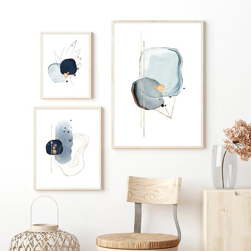 Abstract Watercolor Beige Pink Gold Poster Boho Canvas Print Painting Geometric Wall Art Picture Living Room Interior Home Decor No Frame