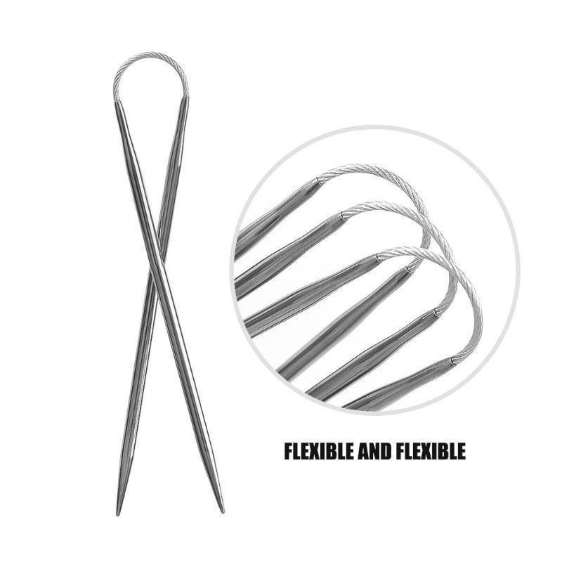 3Pcs Circular Knitting Needles Flexible Stainless Steel Sock Knitting Needles LM