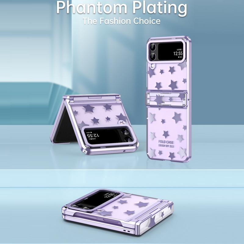 

Для Samsung Galaxy Z Flip4 Flip3 Роскошный звездный узор Прозрачный чехол для телефона Жесткий противоударный складной чехол