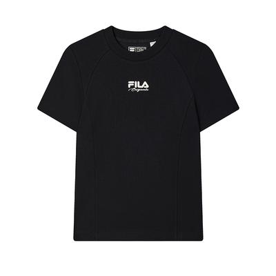Fila Original Comfortable Knit Short Sleeve T-Shirt Women Tops Black F11W519103F-BK