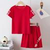 Boys Summer Solid Color Quick Drying Breathable Set Big Kids Loose Sports Running Hiking Outdoor Short Sleeved Shorts