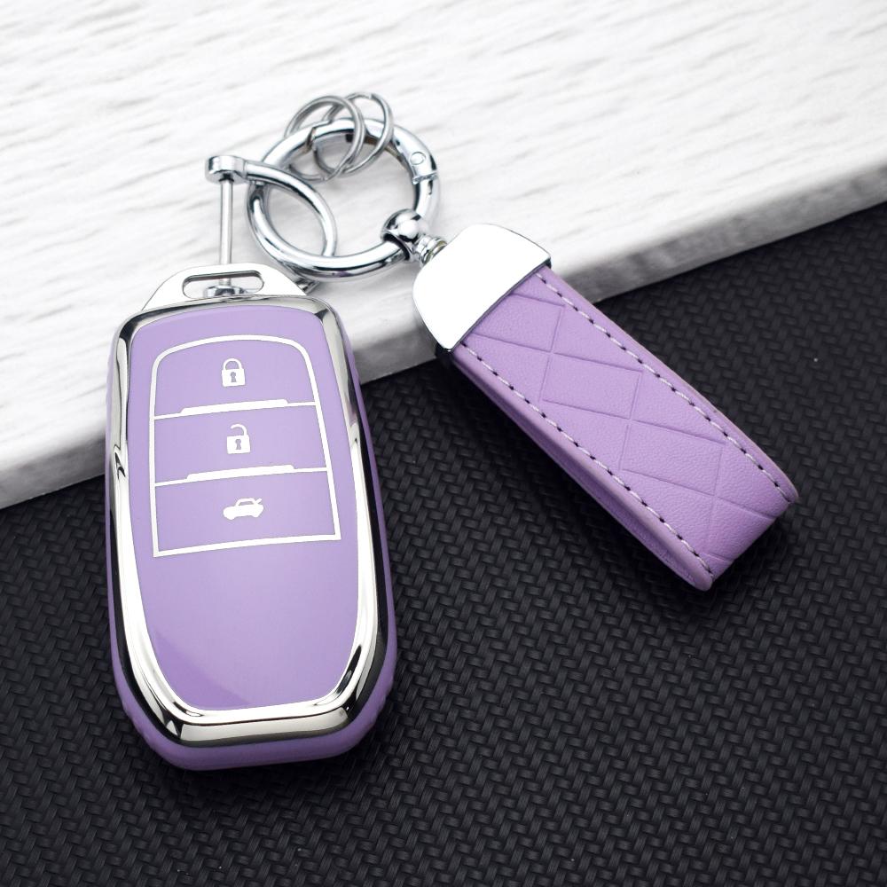 2/3 Buttons TPU Car Key Fob Case Cover for Toyota CHR Hilux Fortuner Land Cruiser 200 Camry Corolla Crown RAV4 Highland Keychain