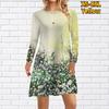 Women Casual Dress Dandelion Print Dresses For Women O-neck Short Sleeve Dress Plus Size