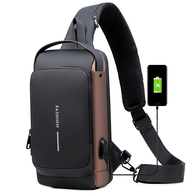 

Trendy Design Men Chest Bag Anti-theft Password Lock Shoulder Bags Large Capacity Multifunction Travel Messenger Bags